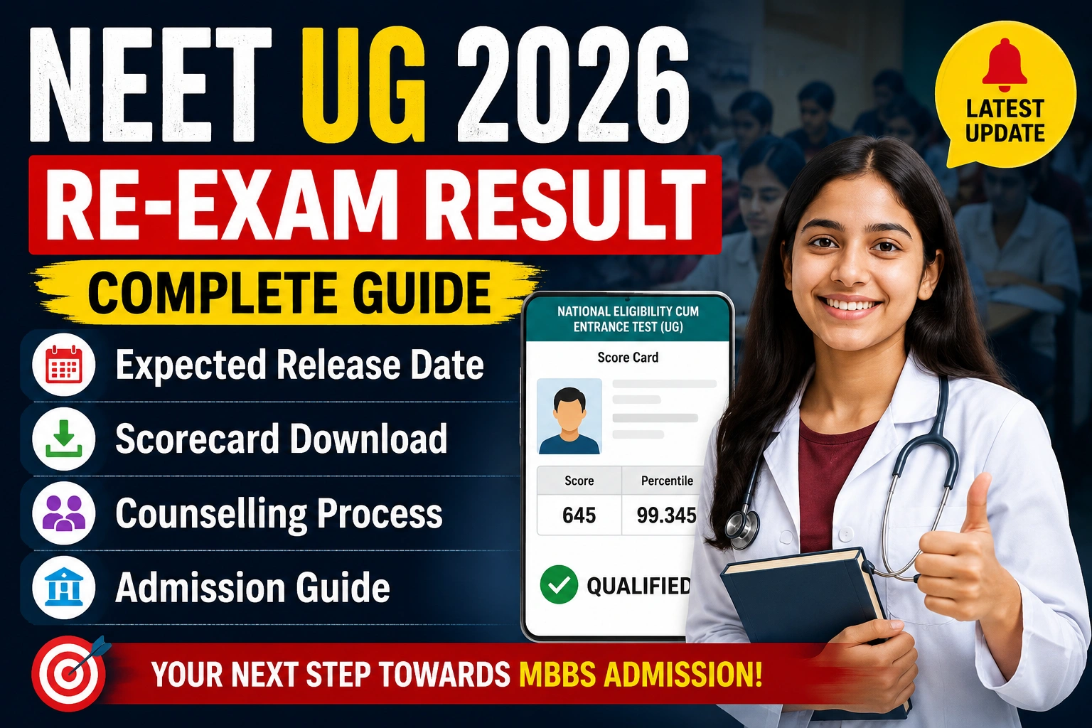 NEET UG 2026 Re-Exam Result: Expected Release Date, Scorecard Download, Counselling Process & Admission Guide